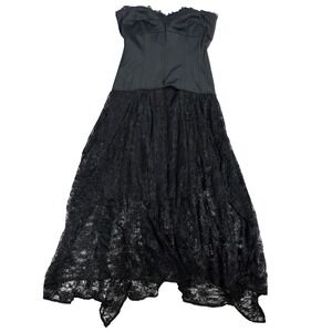 Barami Vintage Lace Corset Handkerchief Hem Gown Black 4 Womens Gothic Evening